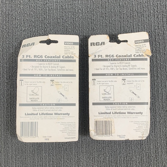 Lot of 2 RCA 3 Ft. RG6 Coaxial Cable Video for Digital & Analog Signals VH603WH - Picture 2 of 12